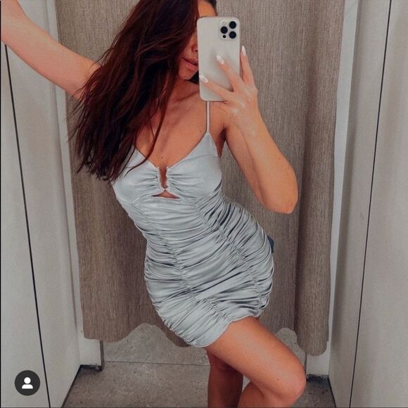 ZARA SATIN EFFECT DRAPED DRESS - Picture 1 of 6